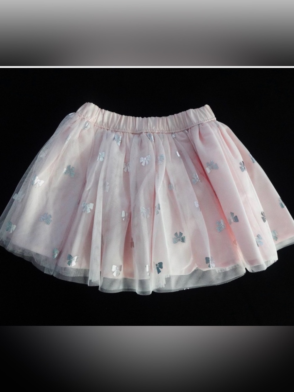 Carters Pink tulle Skirt with silver bows.  Size: Girls 24 months